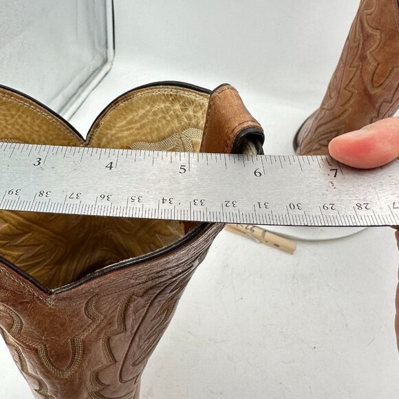 Justin Men Size 11D 1967 Brown Tan Leather Pull On Western Cowboy Boot - Picture 12 of 13